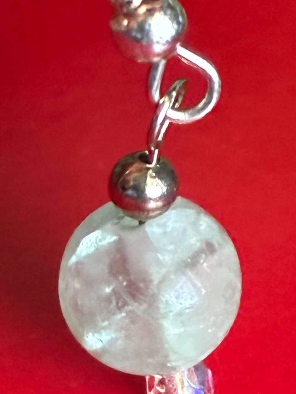 925 Silver Earrings,Clear Quartz Drop Earrings with Silver Hooks - Clear - Picture 5 of 5